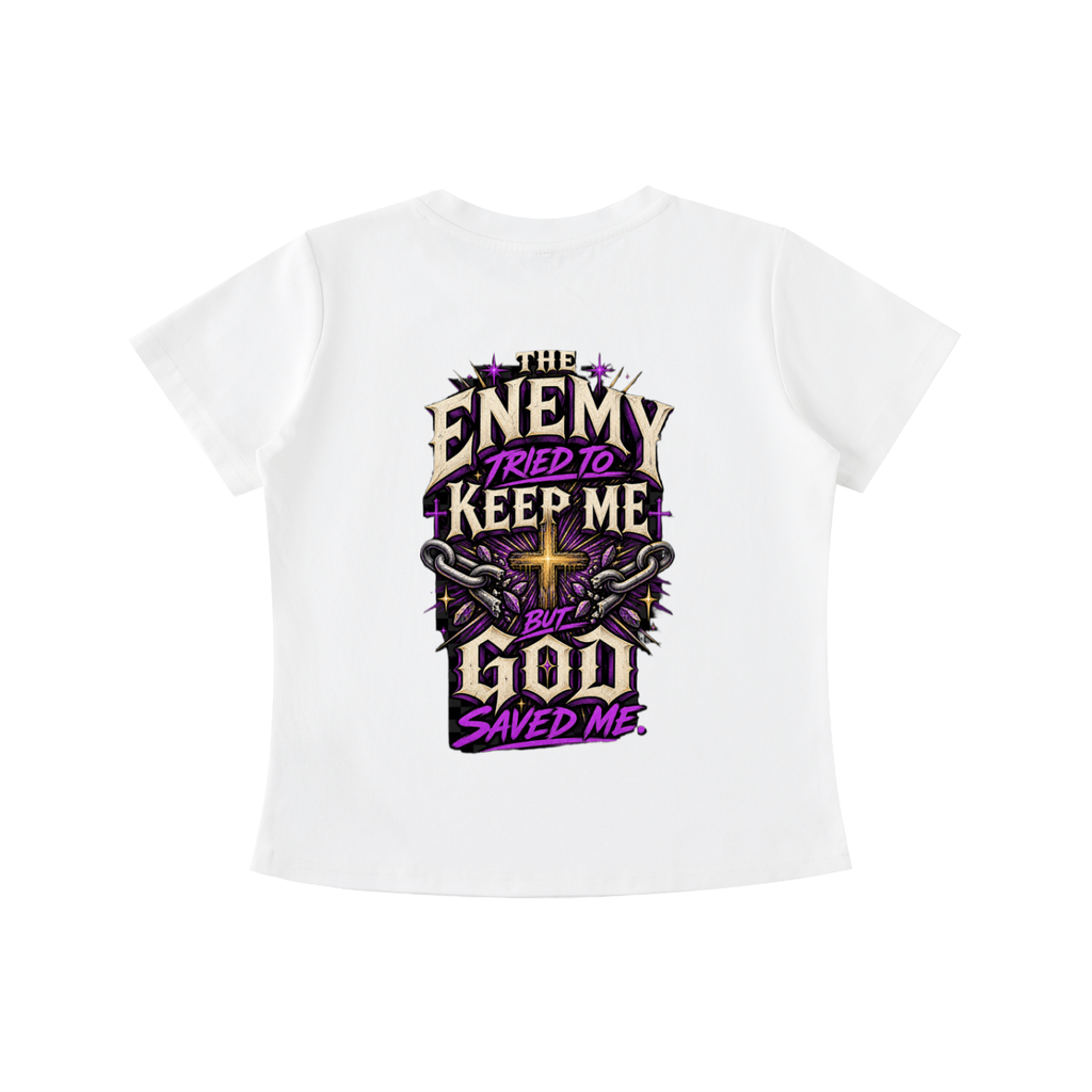 The Enemy Tried to Keep Me but God Saved Me Women's Crop Tee