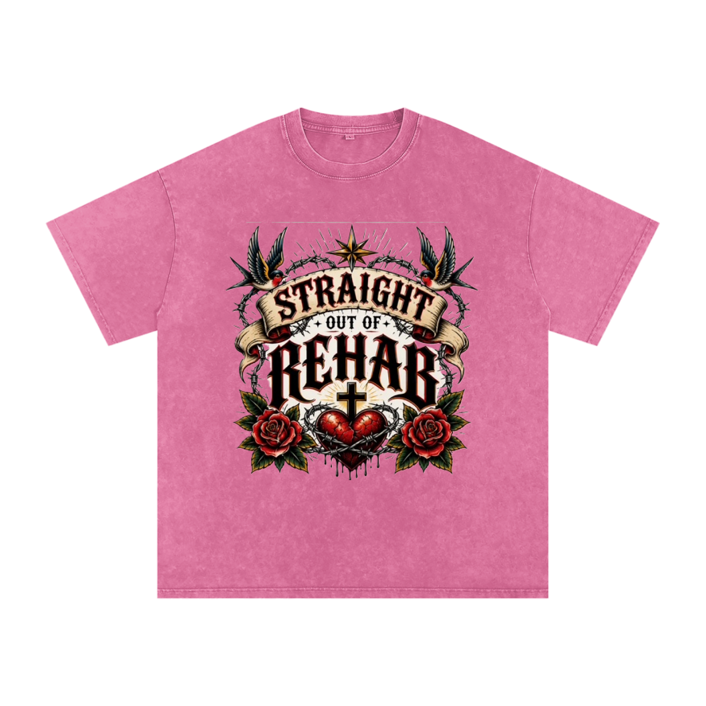 Straight Out of Rehab — Snow Washed Oversized Tee