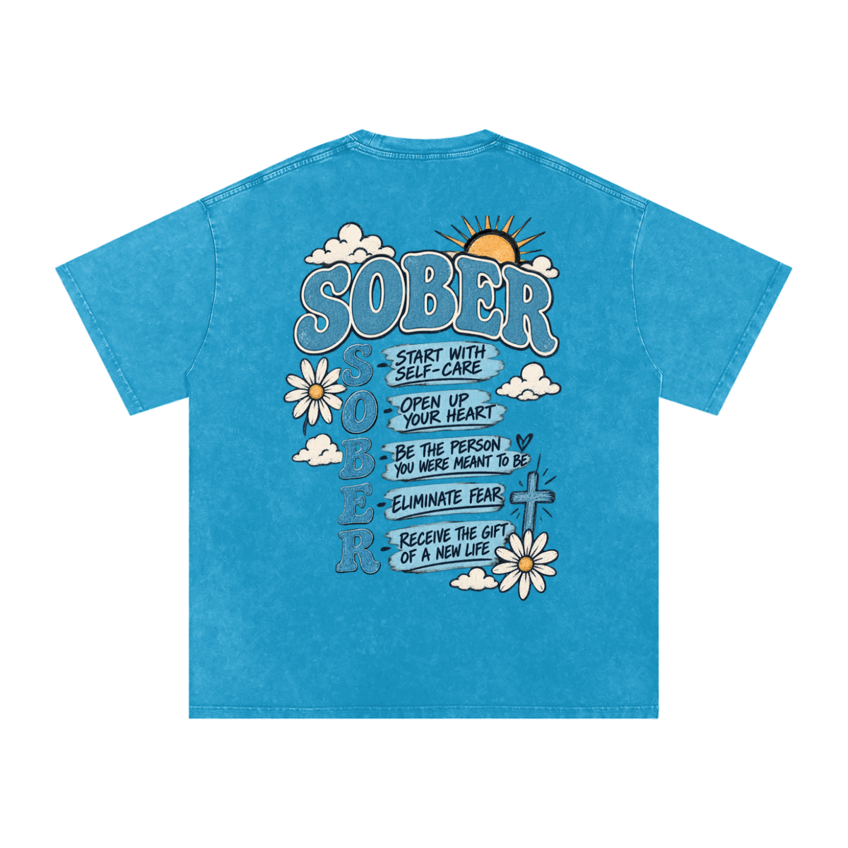 Sober — Snow Washed Oversized Tee