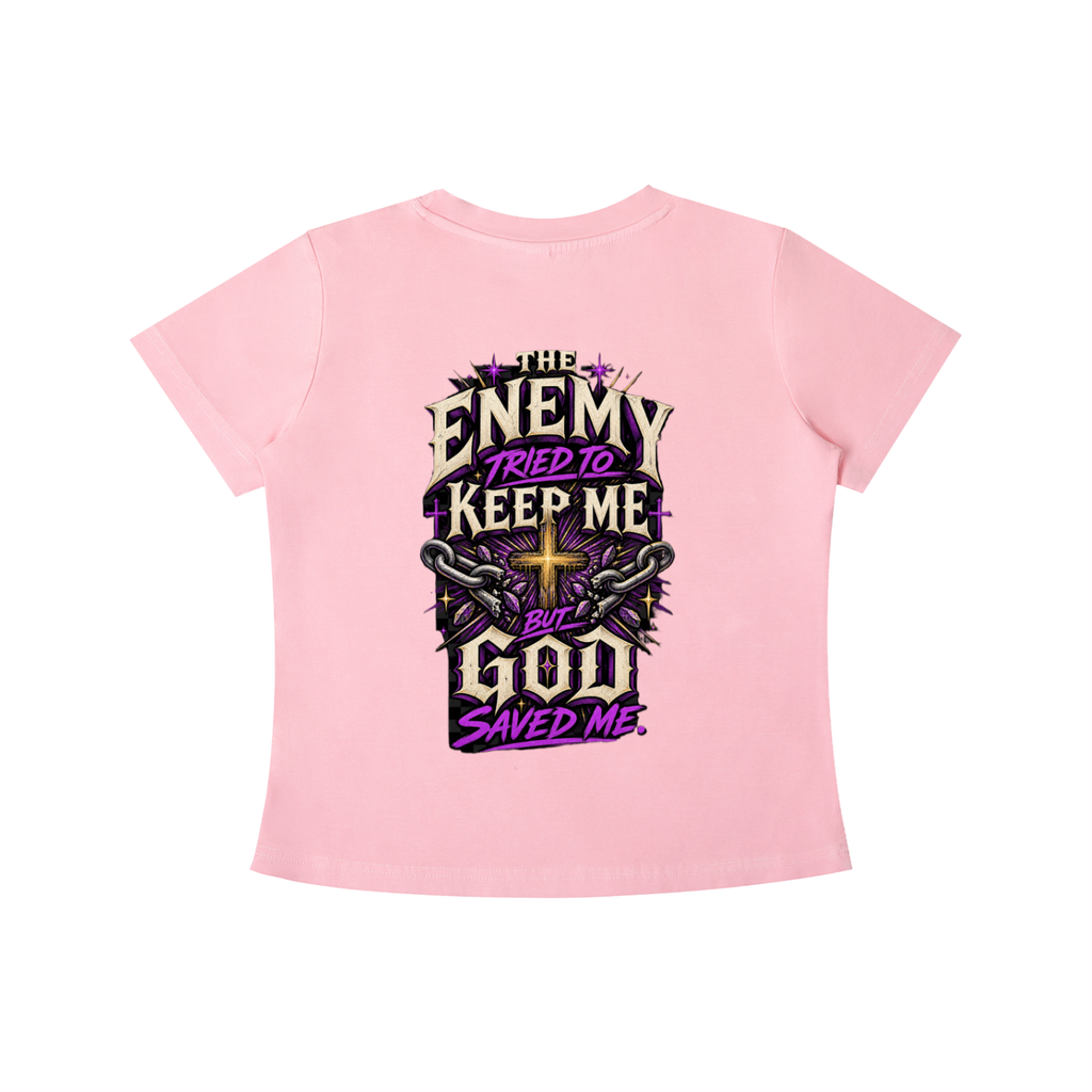The Enemy Tried to Keep Me but God Saved Me Women's Crop Tee