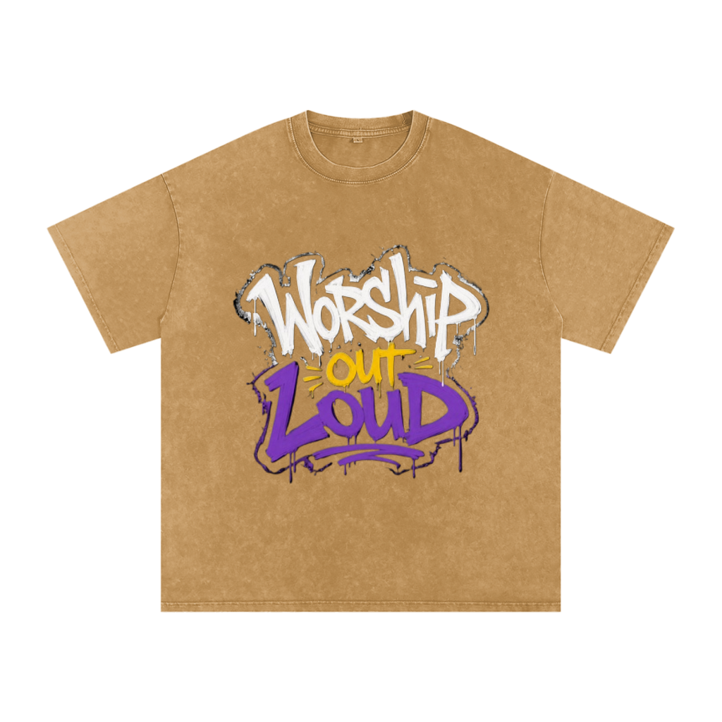 Worship Out Loud — Graffiti Snow Washed Oversized Tee