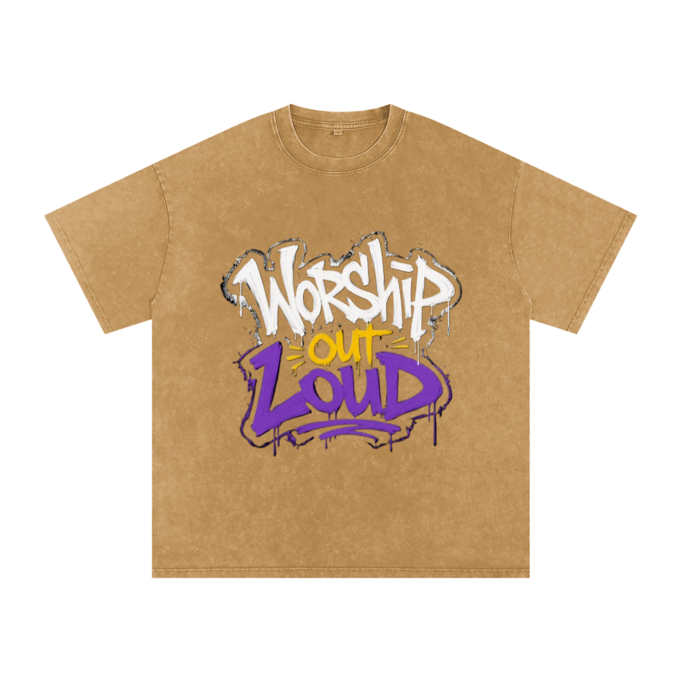 Worship Out Loud — Graffiti Snow Washed Oversized Tee