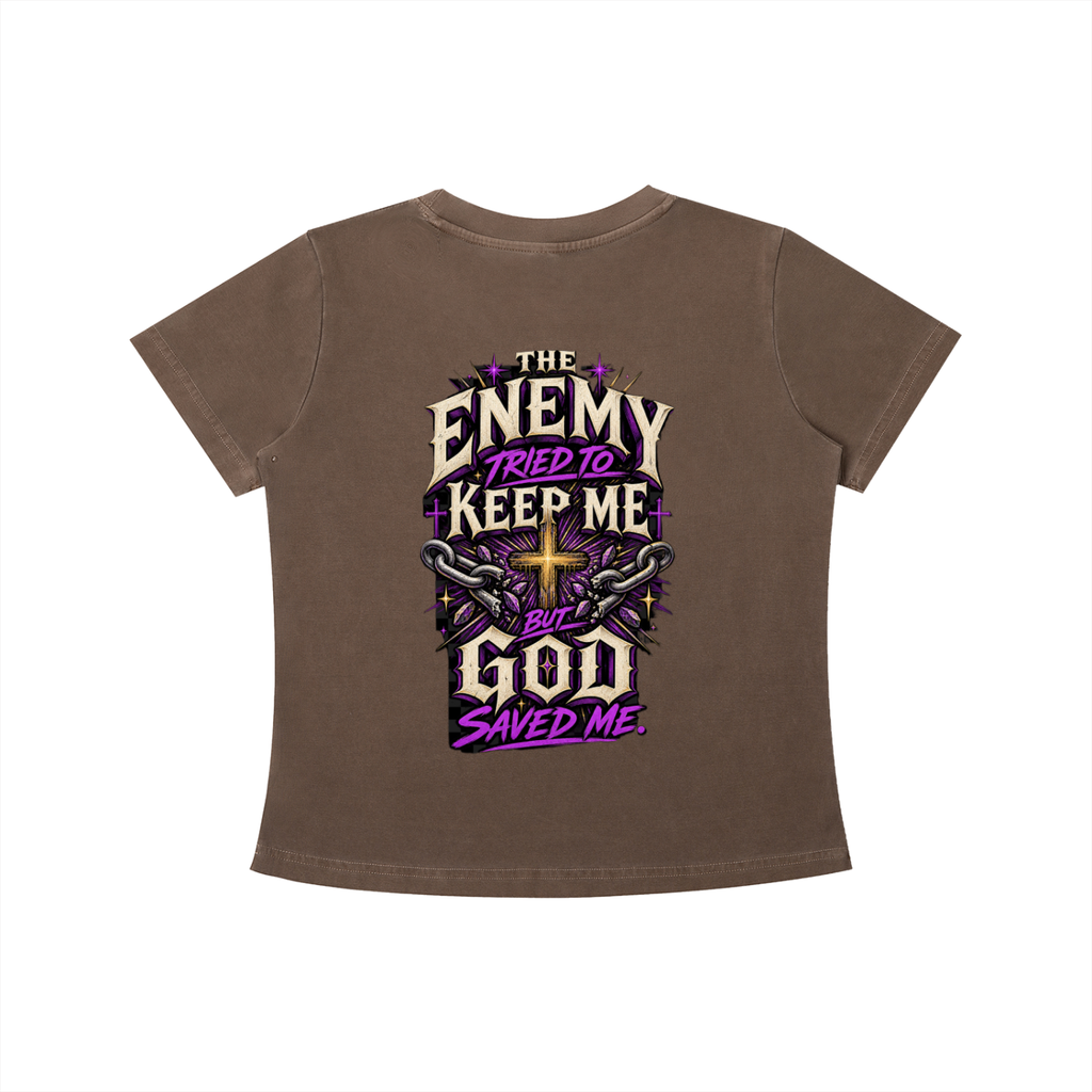 The Enemy Tried to Keep Me but God Saved Me Women's Crop Tee