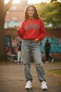Jesus Mock-Neck Crop Sweatshirt — Women's