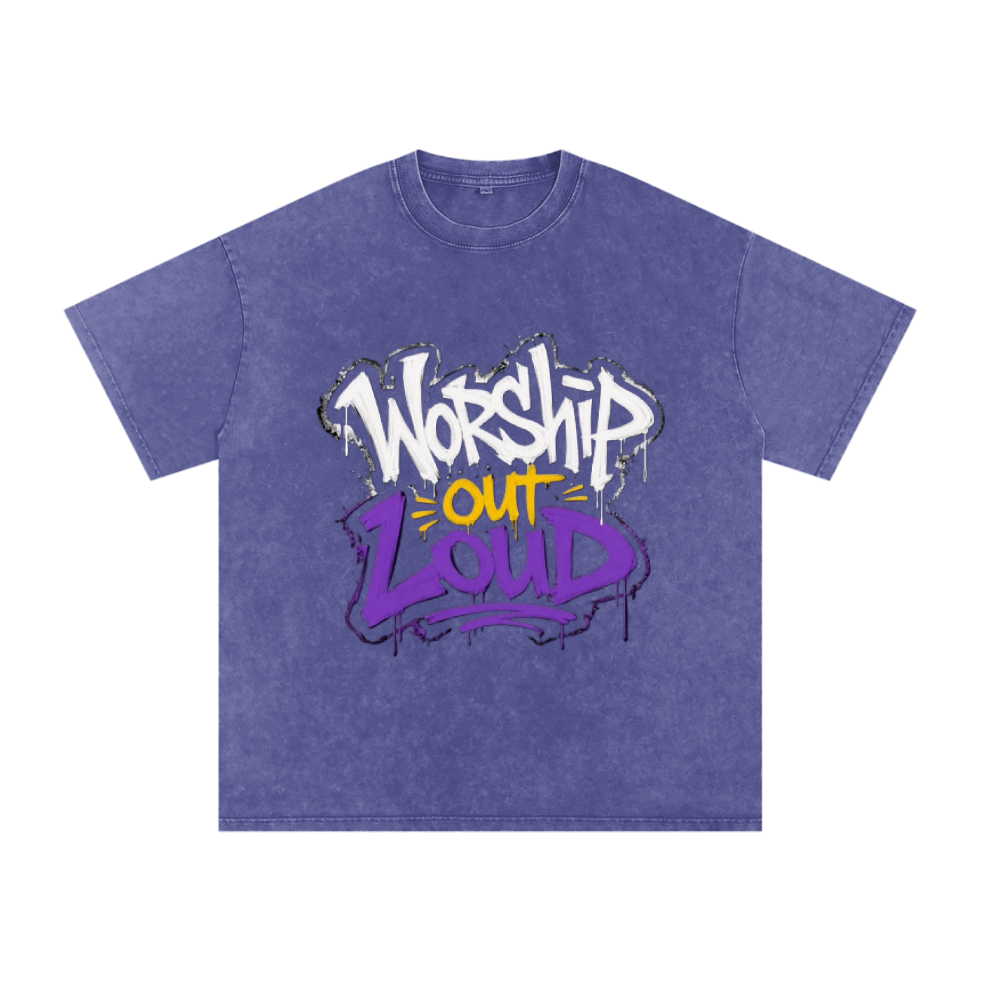 Worship Out Loud — Graffiti Snow Washed Oversized Tee