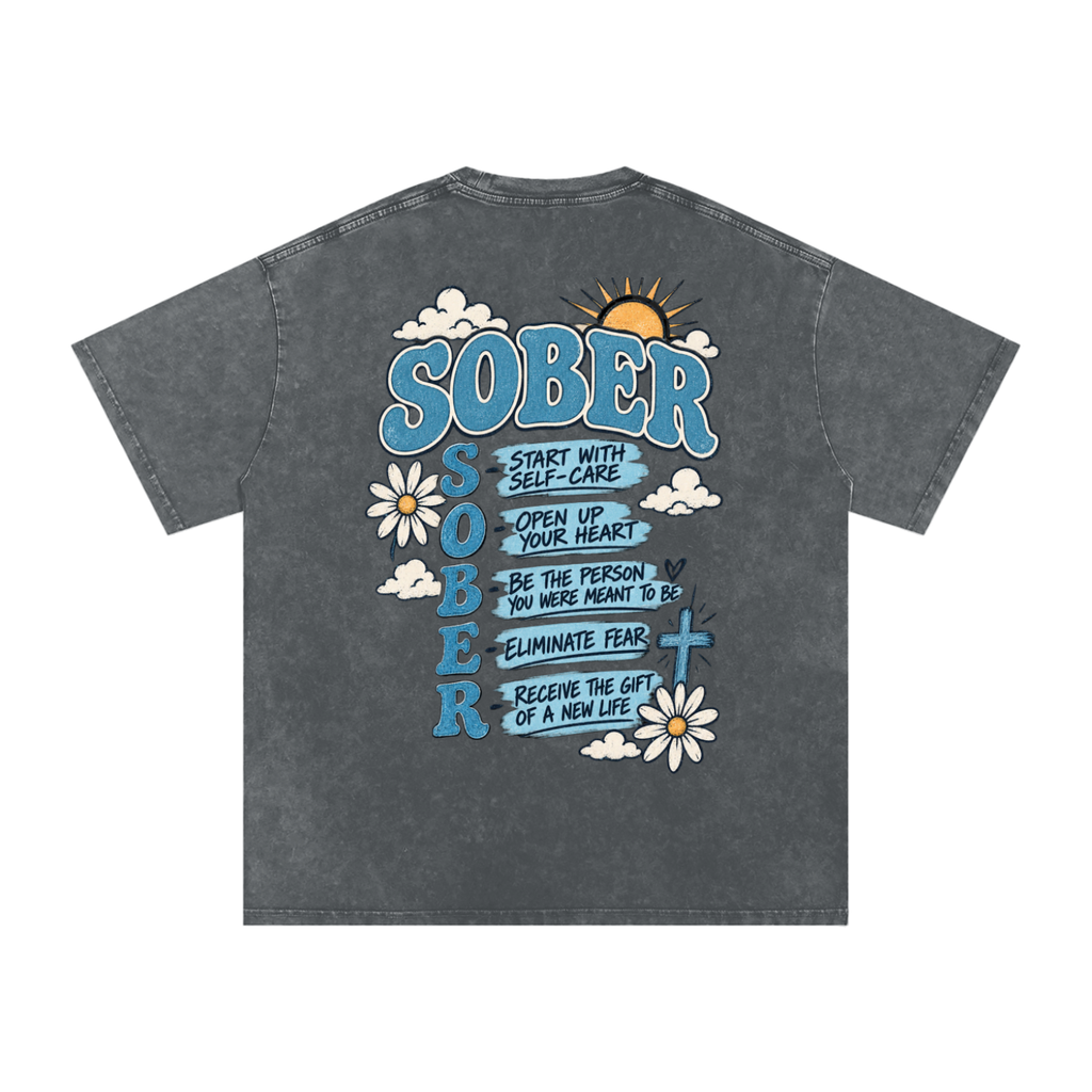 Sober — Snow Washed Oversized Tee