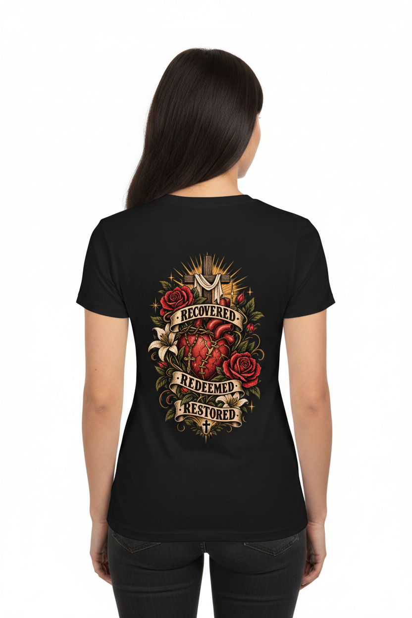Recovered. Redeemed. Restored. Women's Performance Tee