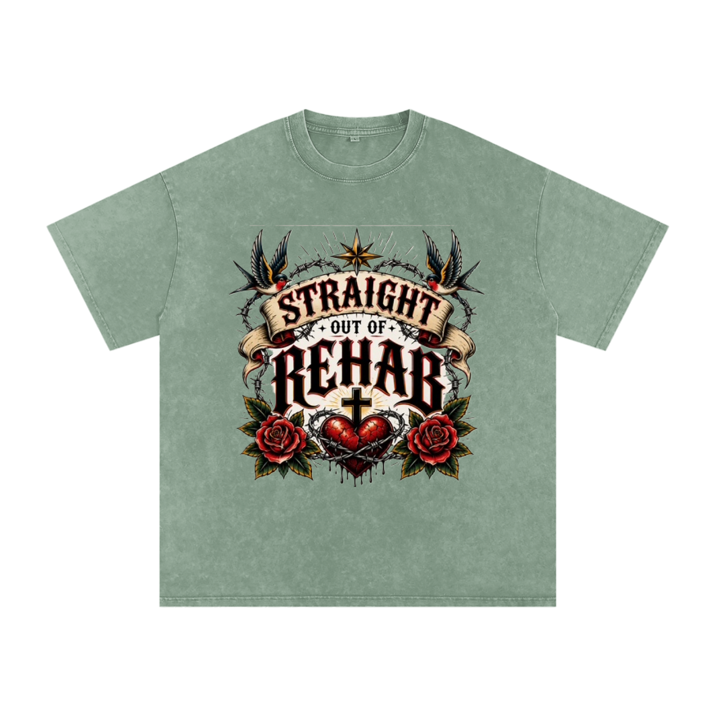 Straight Out of Rehab — Snow Washed Oversized Tee