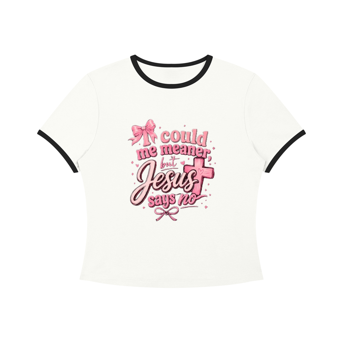 I Could Be Meaner But Jesus Says No — Color Block Crop Tee