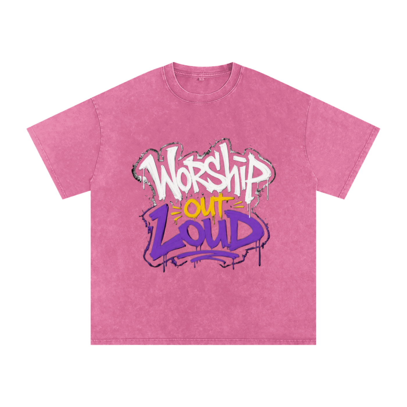 Worship Out Loud — Graffiti Snow Washed Oversized Tee