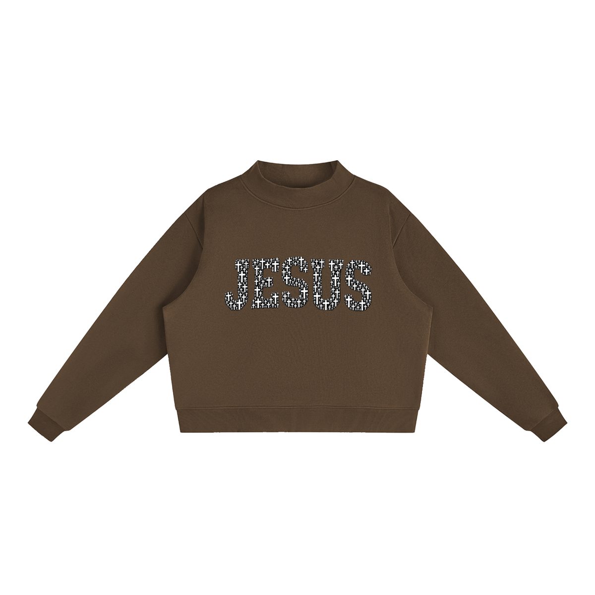 Jesus Mock-Neck Crop Sweatshirt — Women's