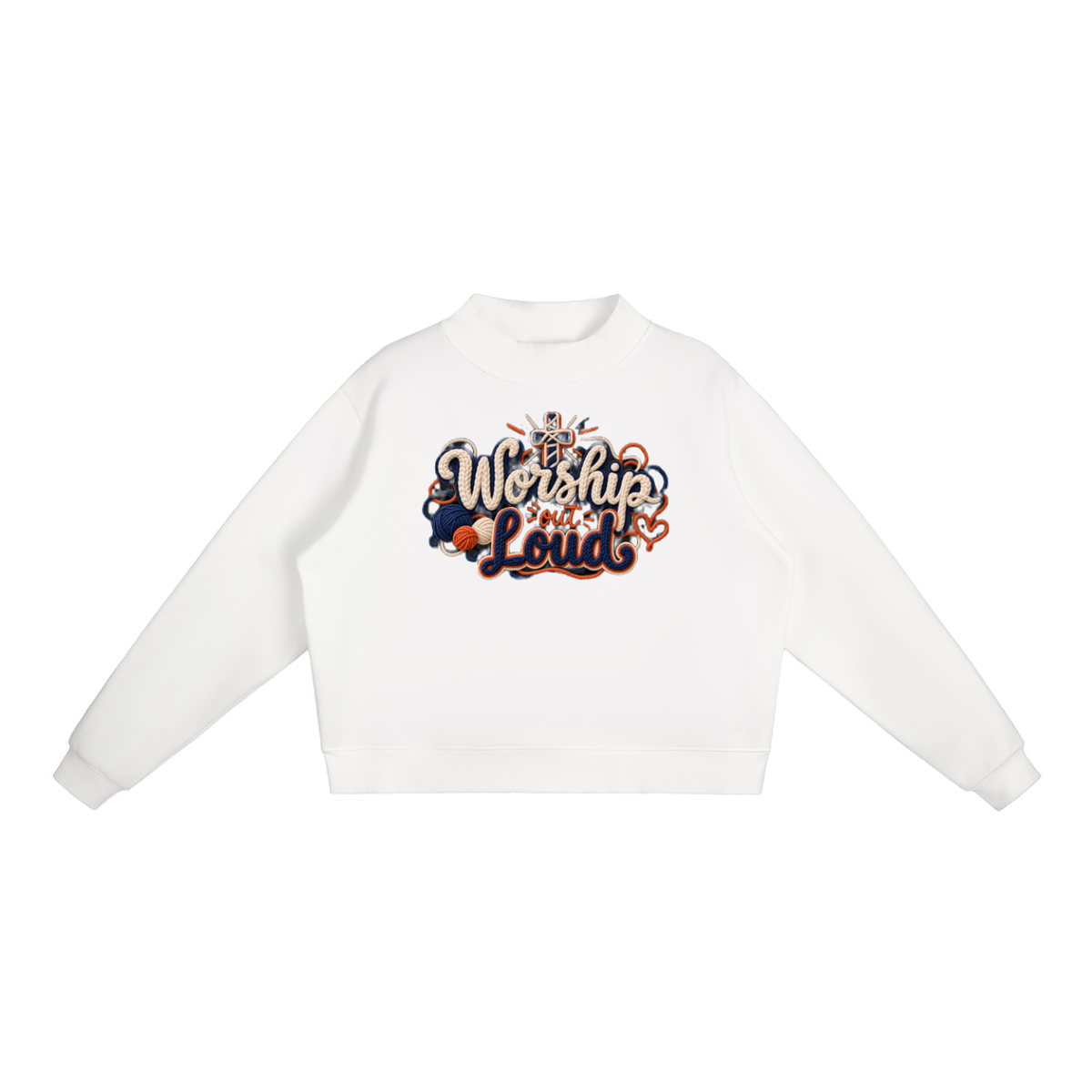 Worship Out Loud Yarn-Write Mock-Neck Fleece Sweatshirt