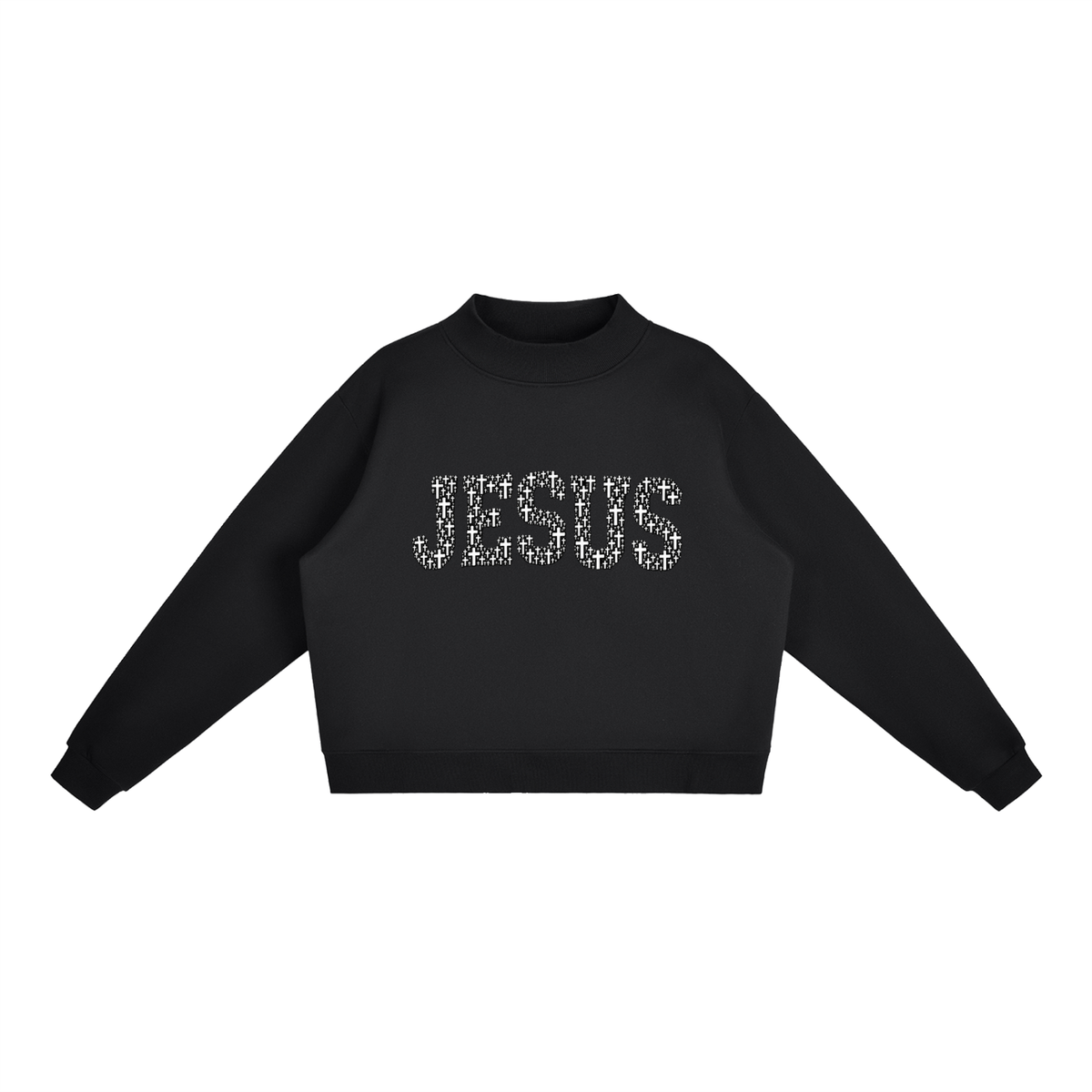Jesus Mock-Neck Crop Sweatshirt — Women's