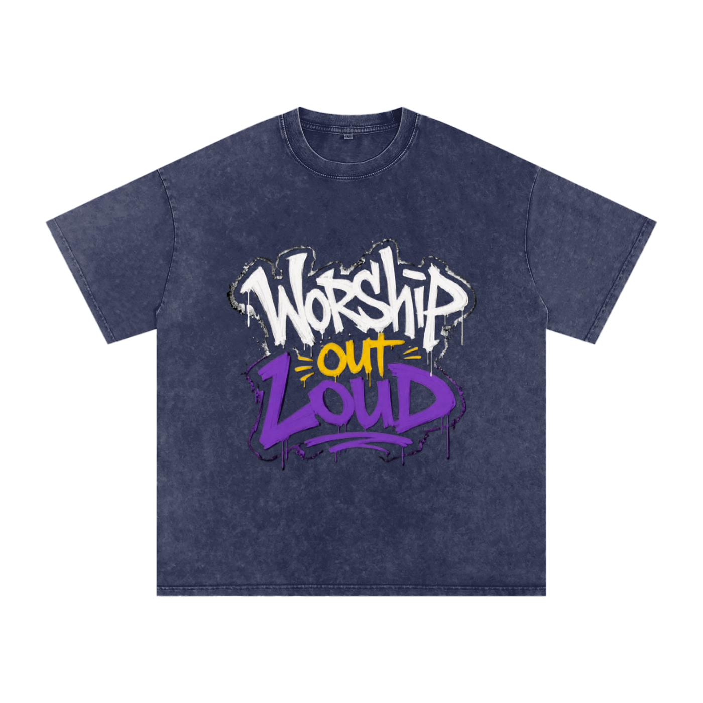 Worship Out Loud — Graffiti Snow Washed Oversized Tee