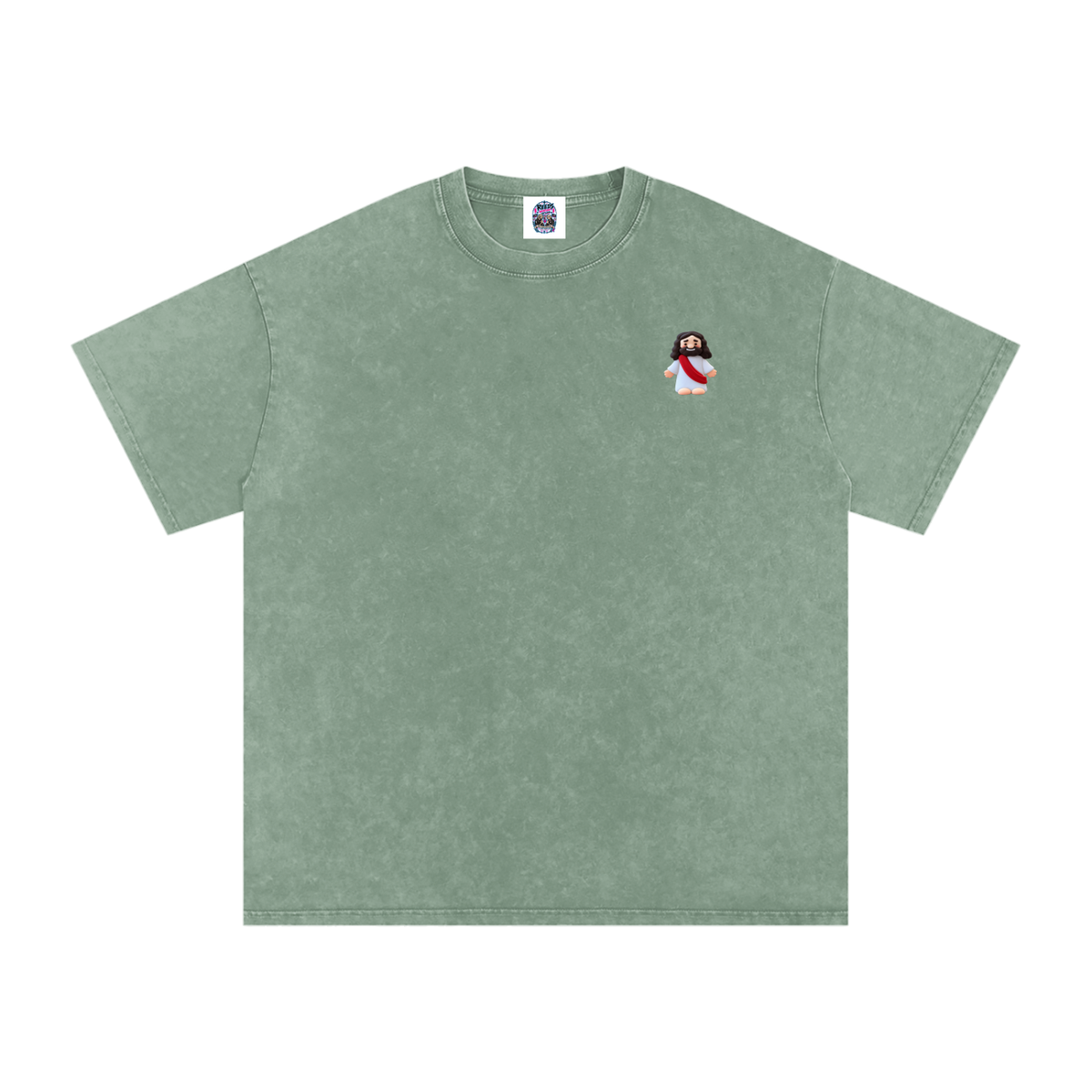 Tiny Jesus Snow Washed Oversized Cotton T-Shirt