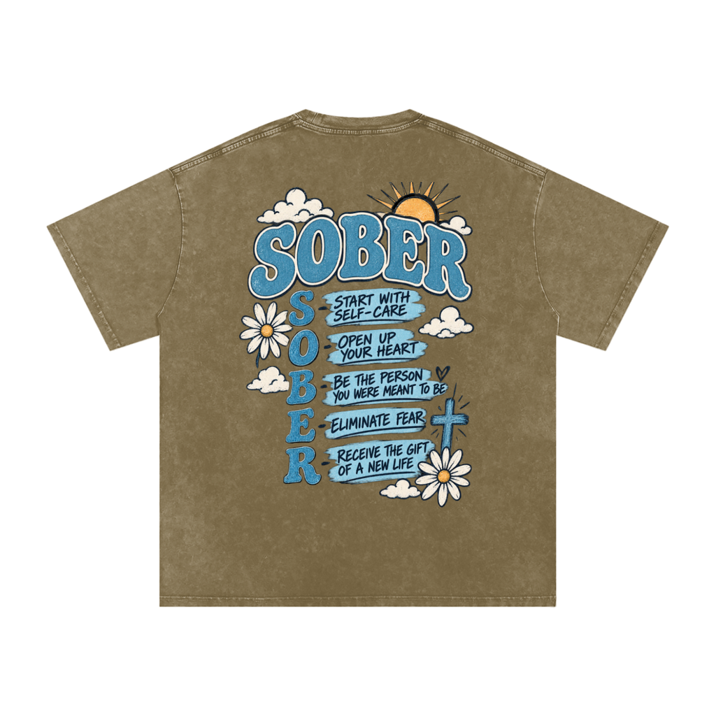 Sober — Snow Washed Oversized Tee