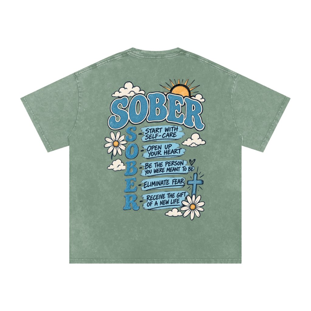 Sober — Snow Washed Oversized Tee