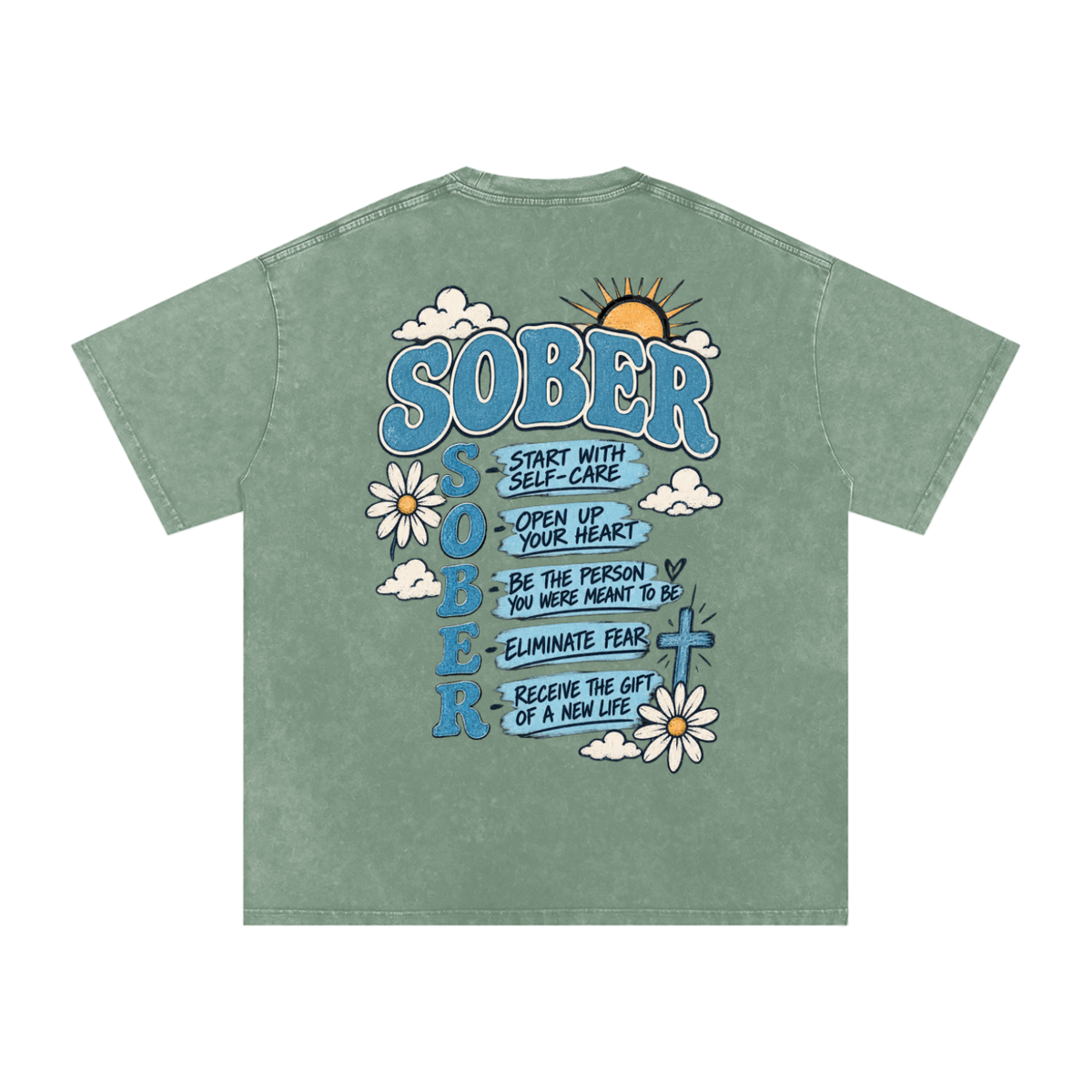 Sober — Snow Washed Oversized Tee