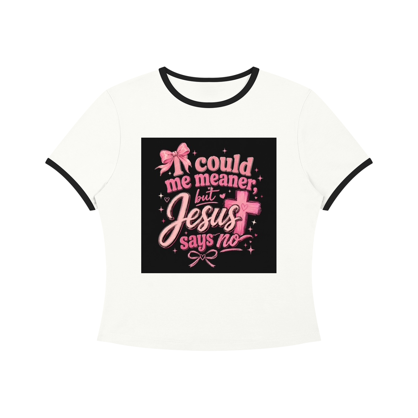 I Could Be Meaner But Jesus Says No — Color Block Crop Tee