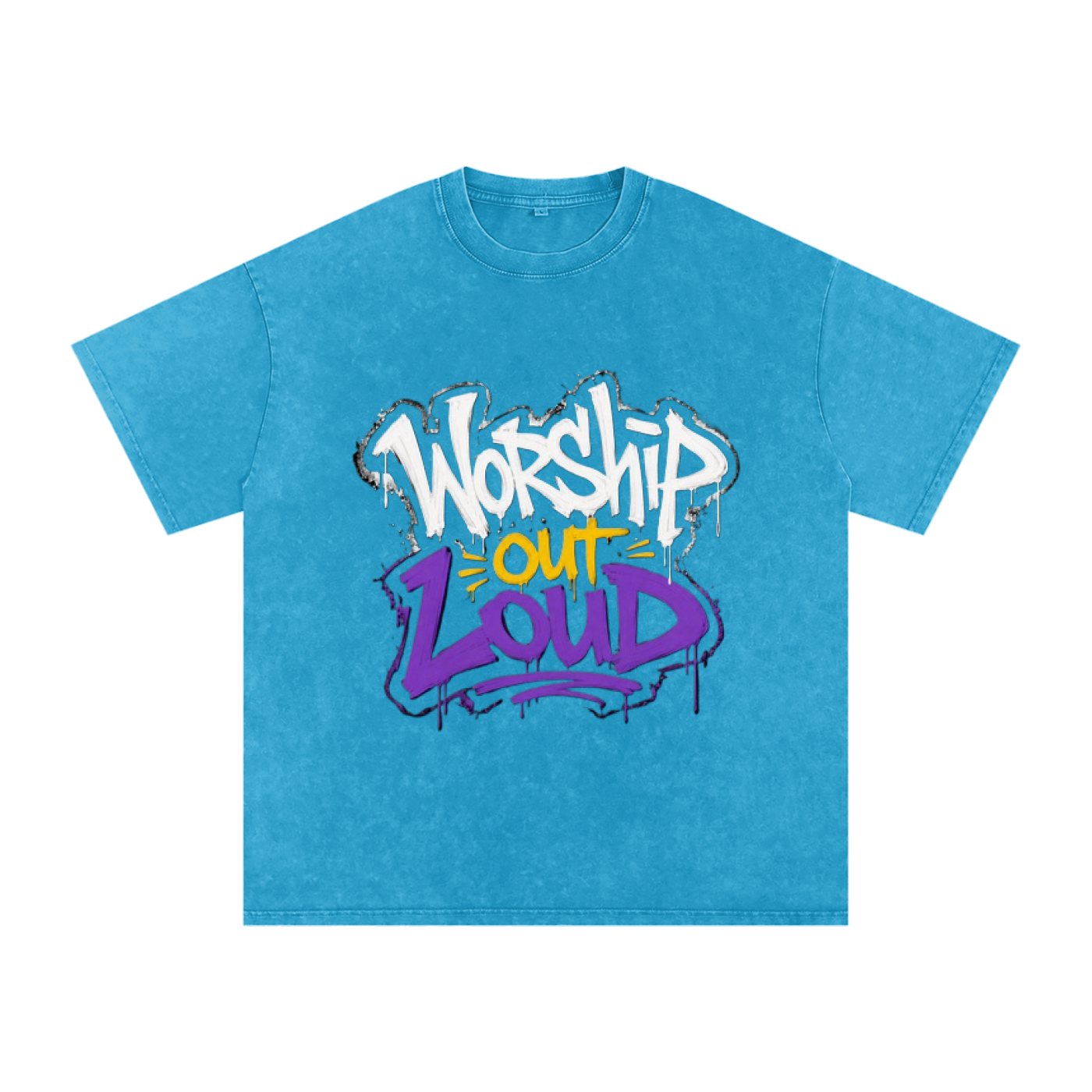 Worship Out Loud — Graffiti Snow Washed Oversized Tee