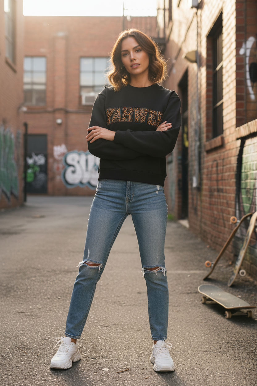 Yahweh Fleece Mock-Neck Crew Sweatshirt