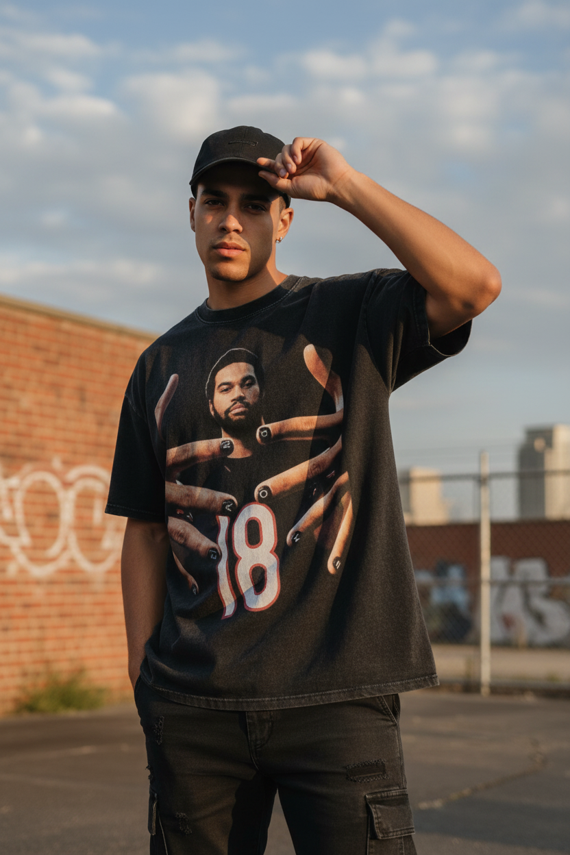 Caleb Williams Bear Down Snow Wash Oversized Tee
