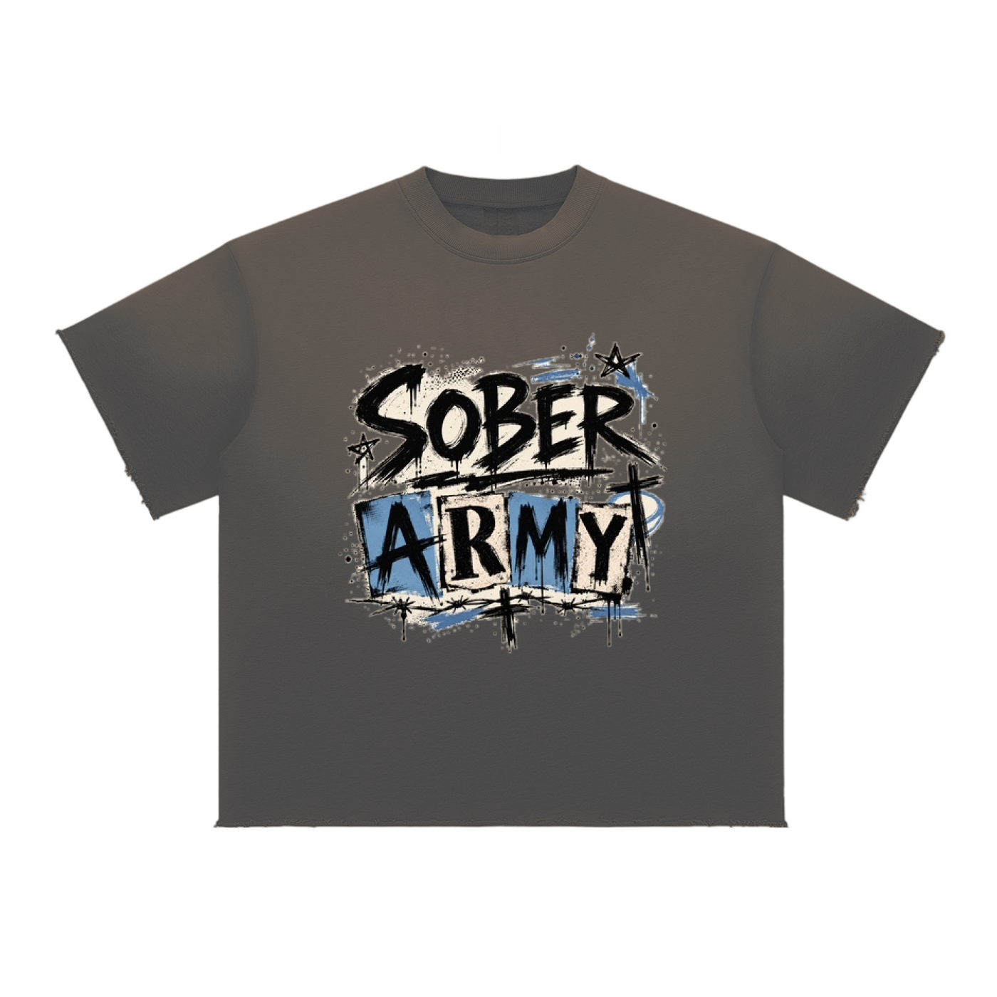 Sober Army — Sun Fade Raw Edge Tee