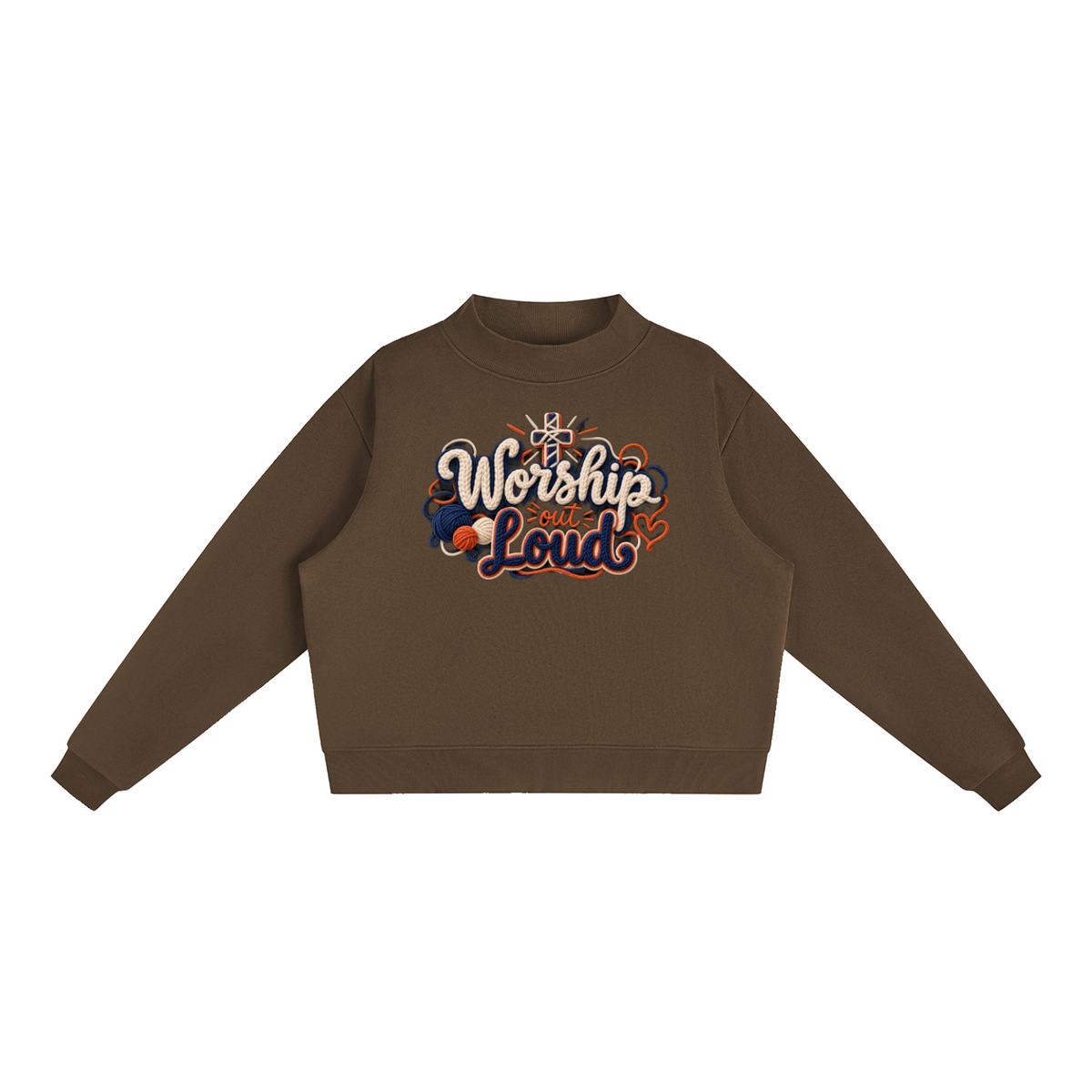 Worship Out Loud Yarn-Write Mock-Neck Fleece Sweatshirt