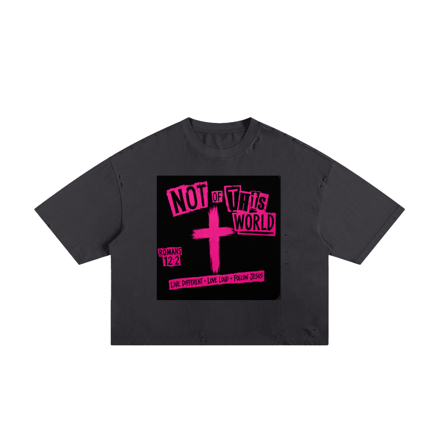 Not of This World — Pink Frayed Boxy Tee