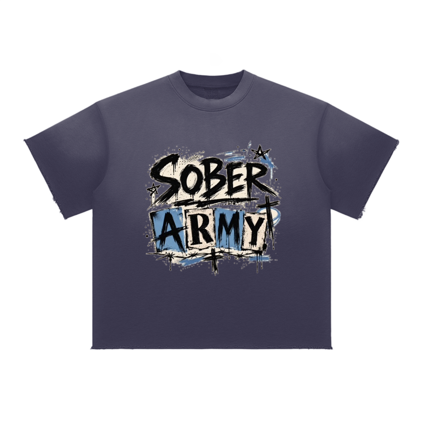 Sober Army — Sun Fade Raw Edge Tee