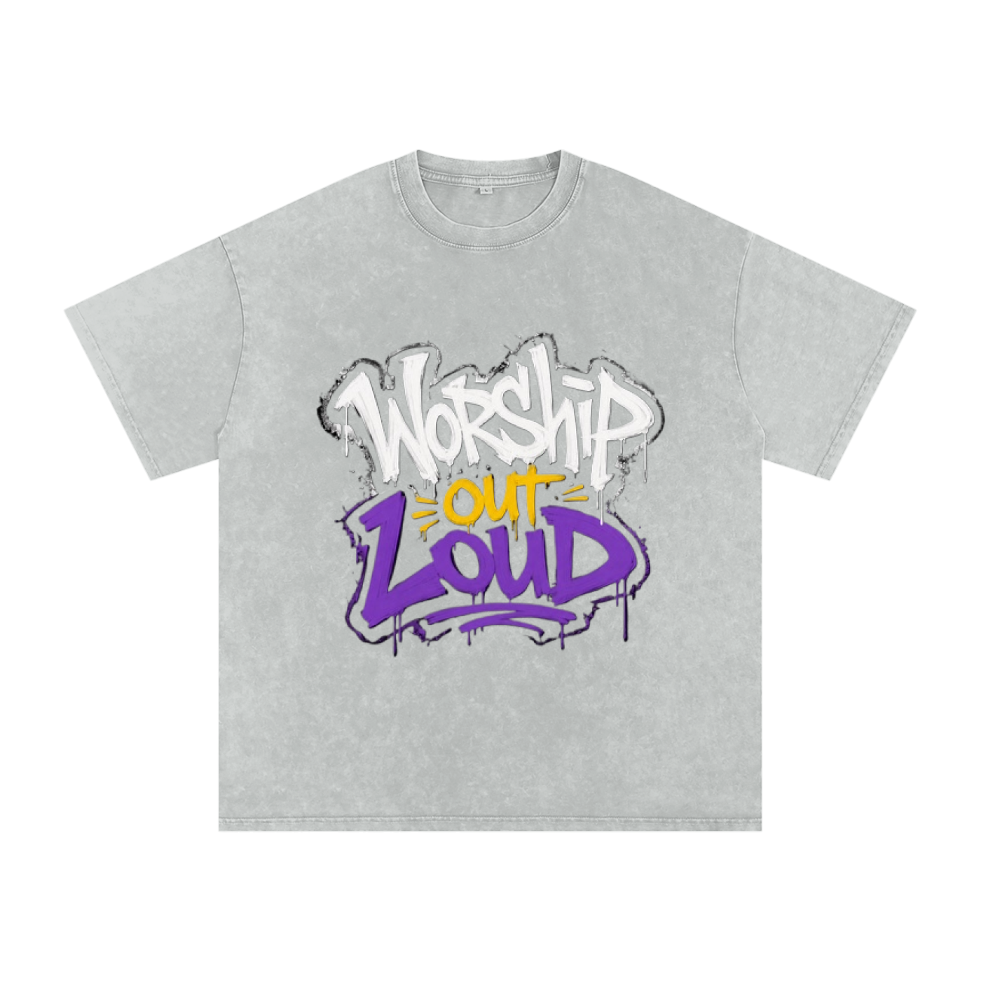 Worship Out Loud — Graffiti Snow Washed Oversized Tee