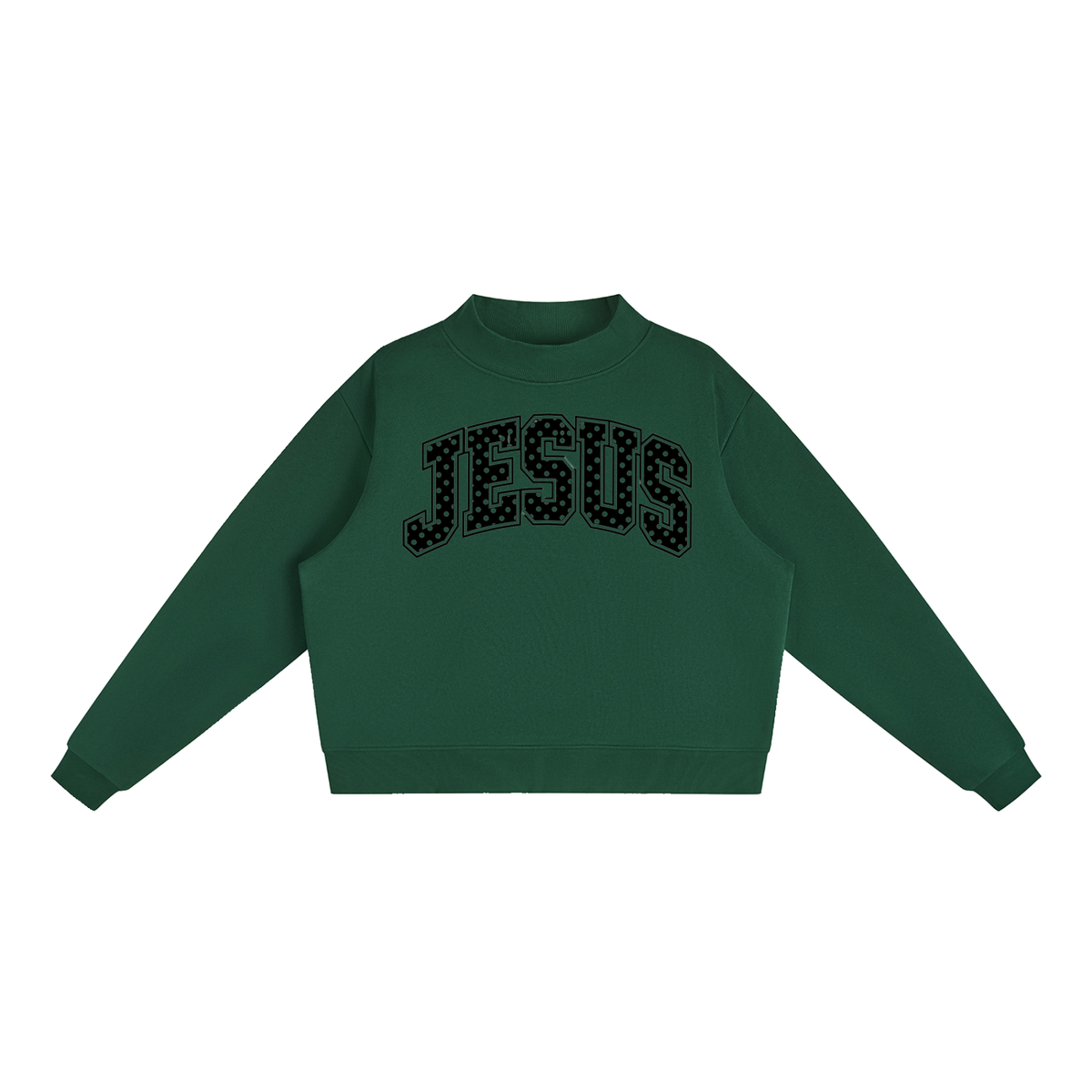 Jesus Fleece Mock-Neck Crew Sweatshirt