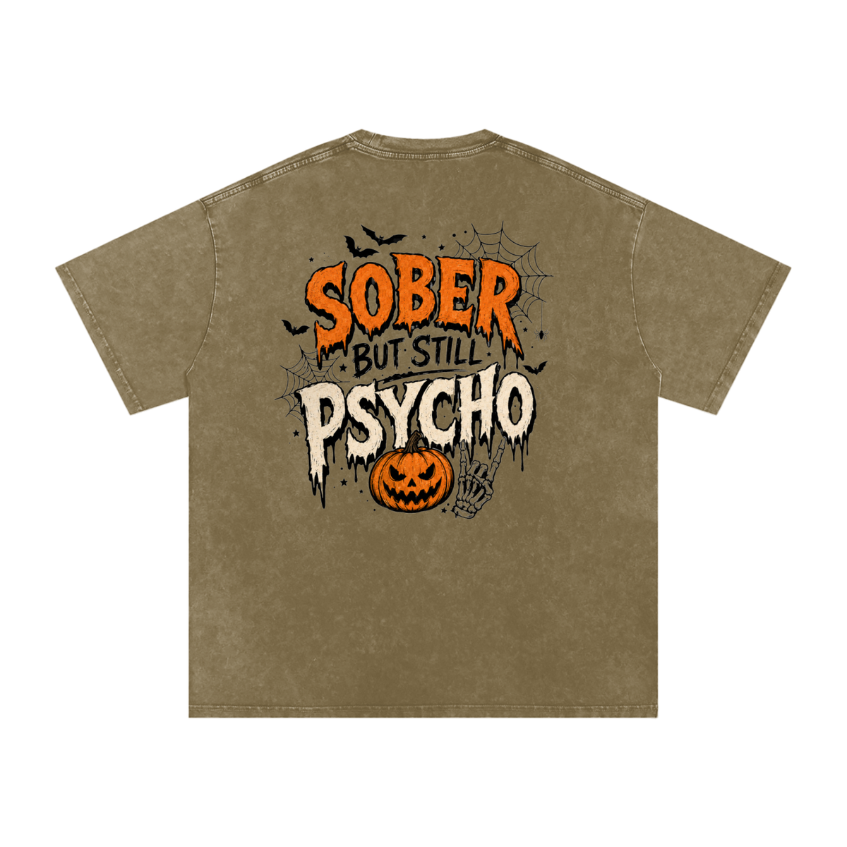 Sober But Psycho — Snow Washed Oversized Tee