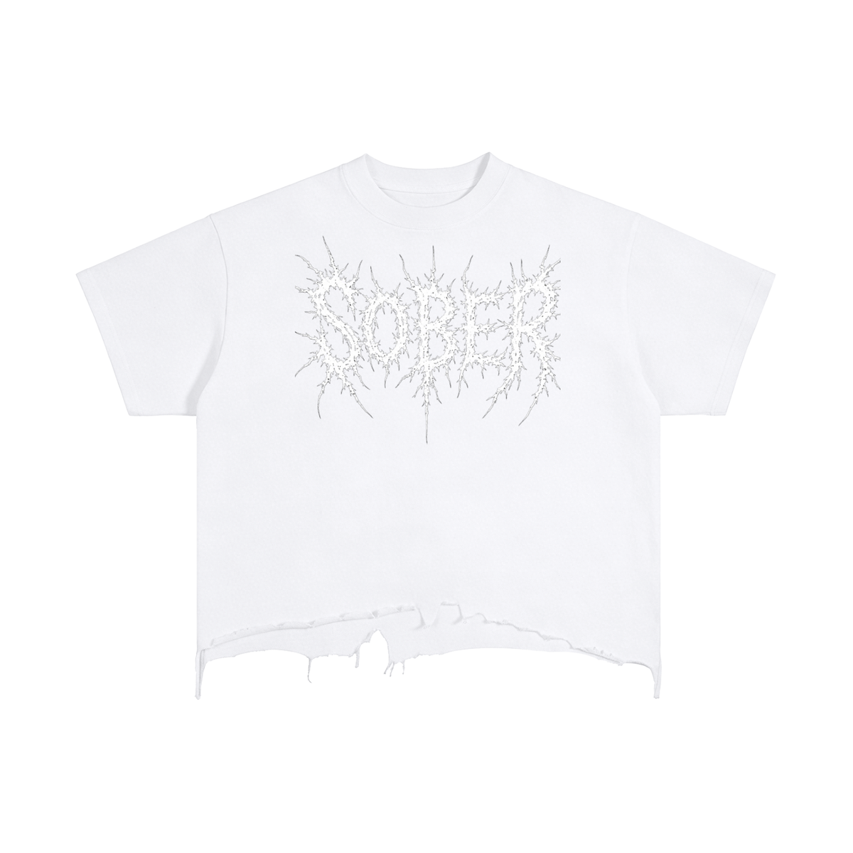 Sober Vintage Wash Boxy Distressed Hem T-Shirt