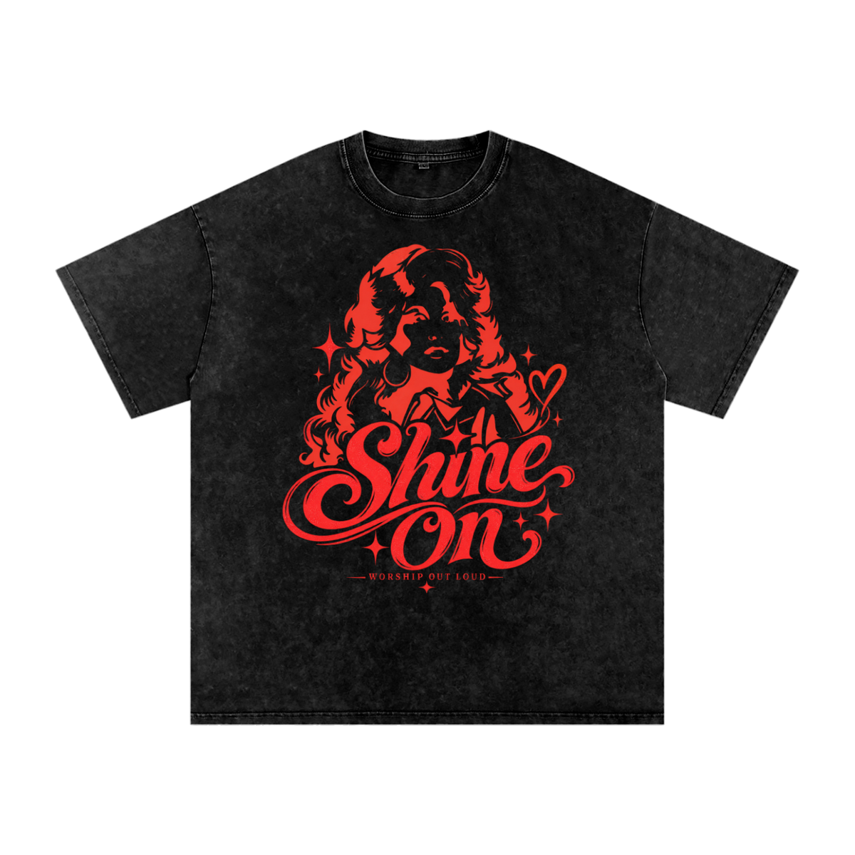 Dolly Parton Shine On Snow Washed Oversized Cotton T-Shirt