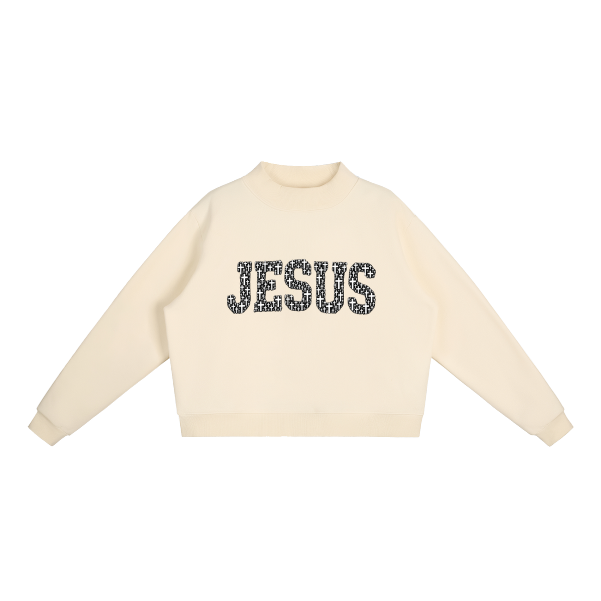 Jesus Mock-Neck Crop Sweatshirt — Women's