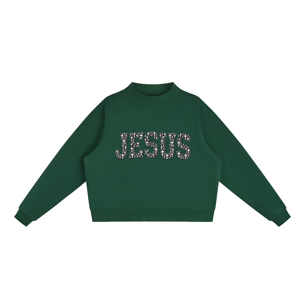 Jesus Mock-Neck Crop Sweatshirt — Women's