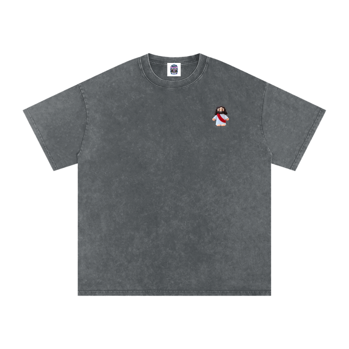 Tiny Jesus Snow Washed Oversized Cotton T-Shirt