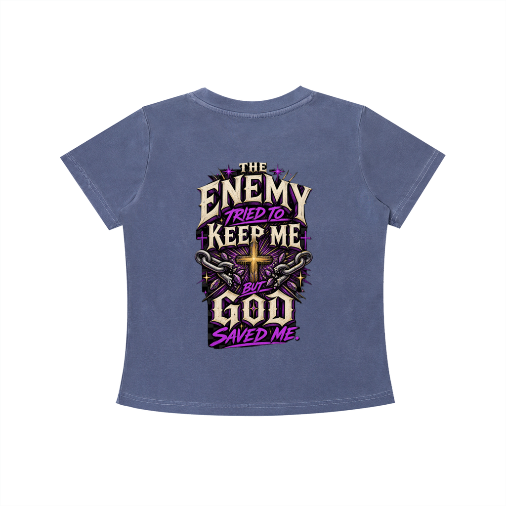 The Enemy Tried to Keep Me but God Saved Me Women's Crop Tee