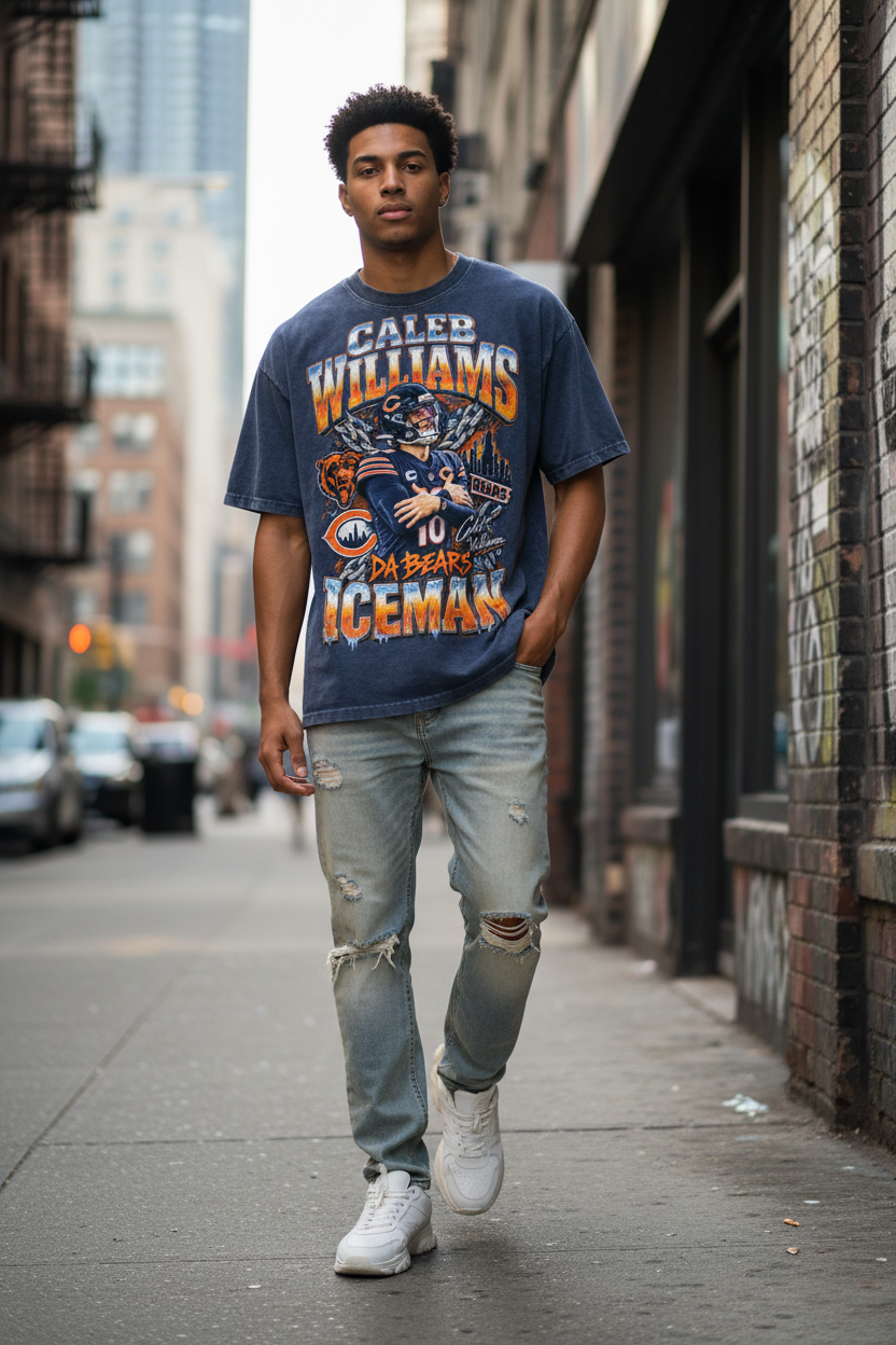 Caleb Williams Iceman Snow Wash Oversized Tee