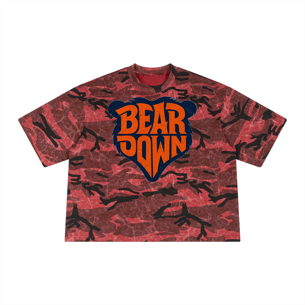 Bear Down Unisex Boxy Camo Print T-Shirt