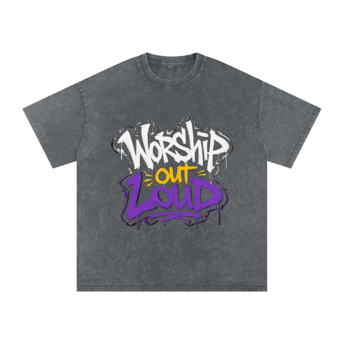Worship Out Loud — Graffiti Snow Washed Oversized Tee