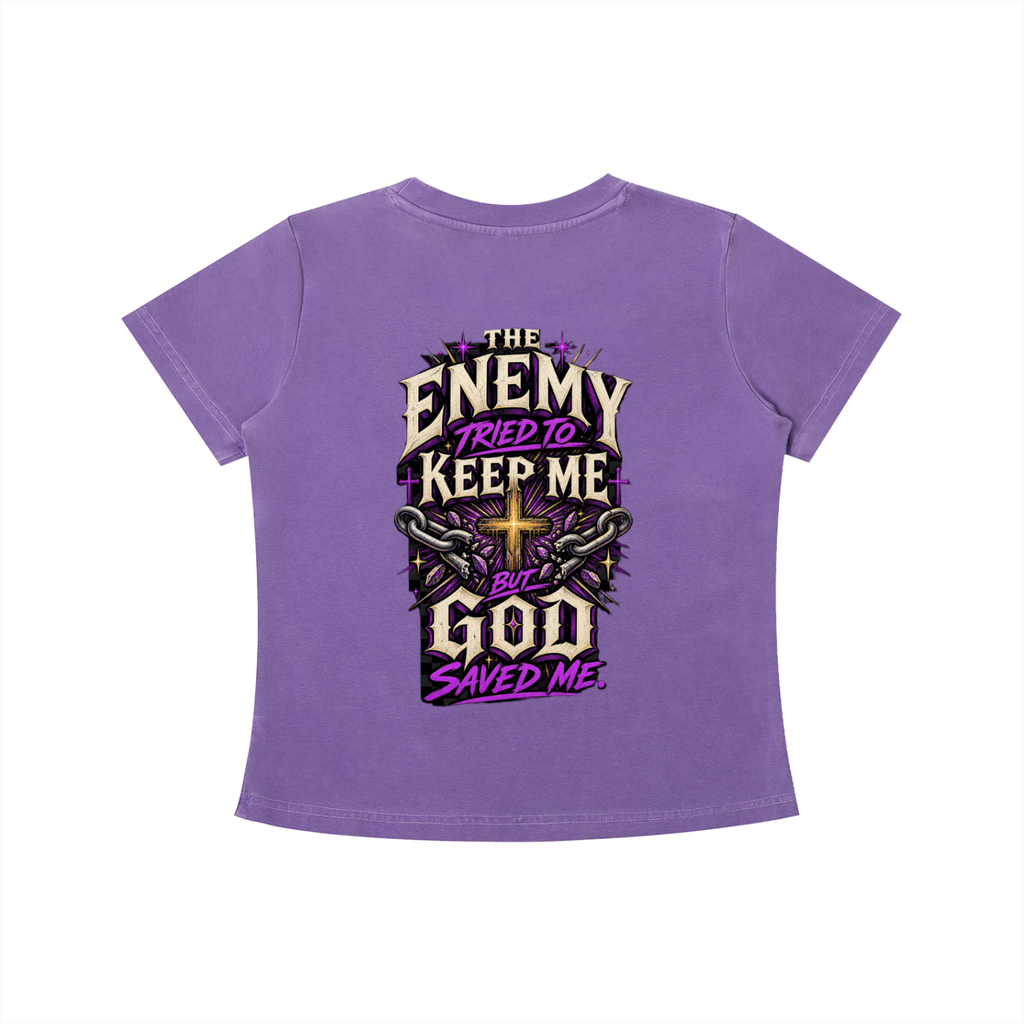 The Enemy Tried to Keep Me but God Saved Me Women's Crop Tee