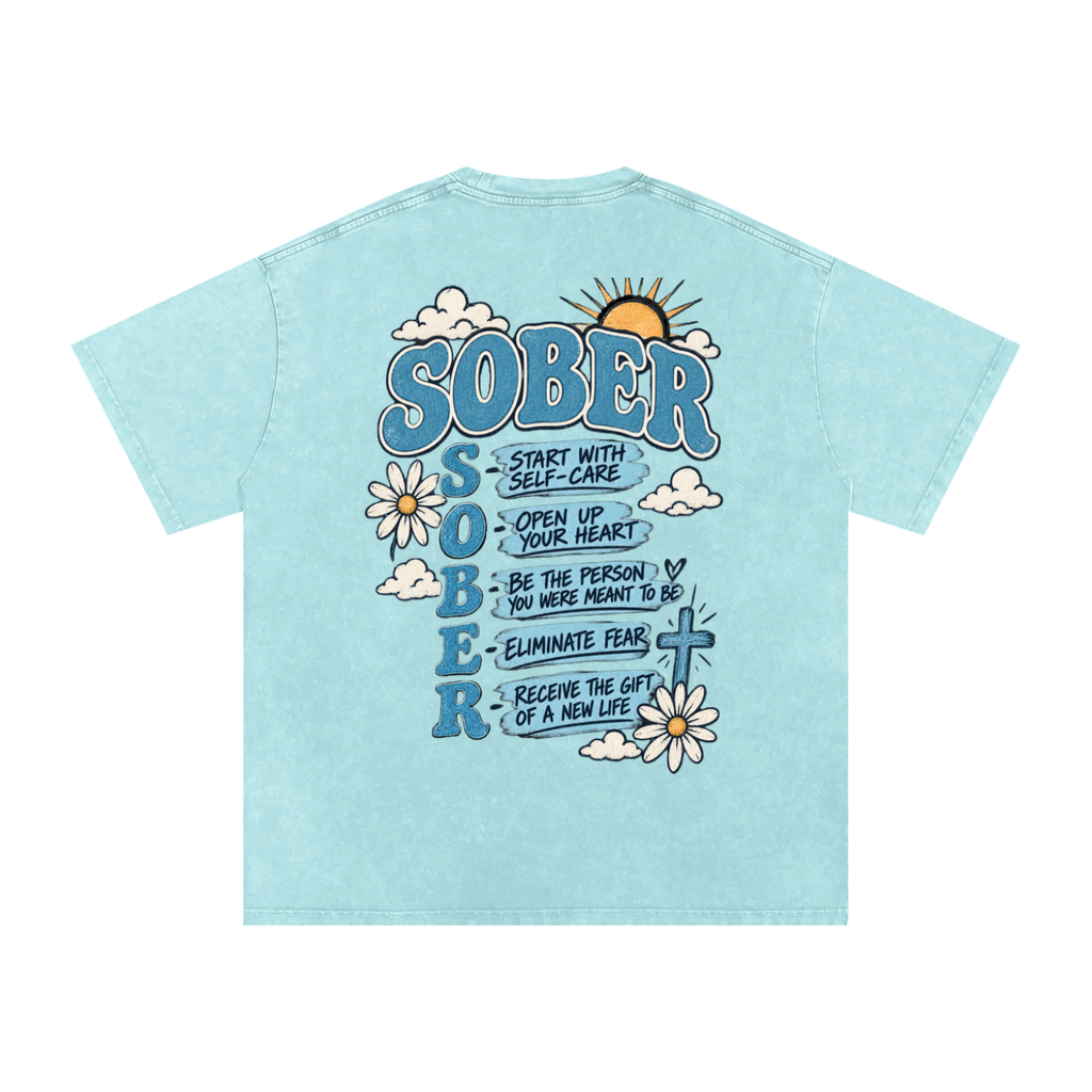 Sober — Snow Washed Oversized Tee