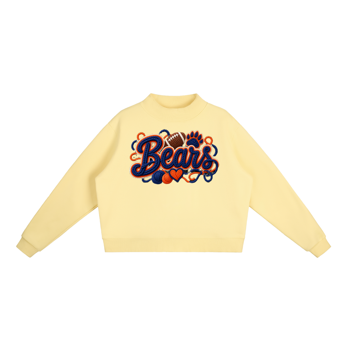Bears Yarn-Write Mock-Neck Fleece Sweatshirt