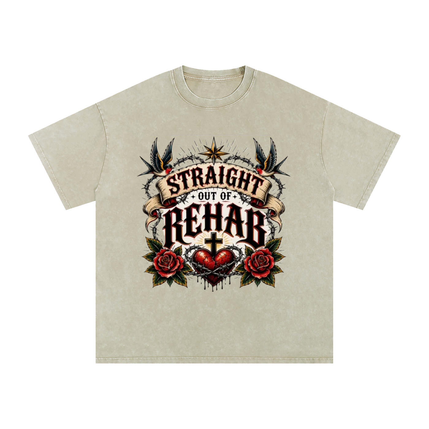 Straight Out of Rehab — Snow Washed Oversized Tee