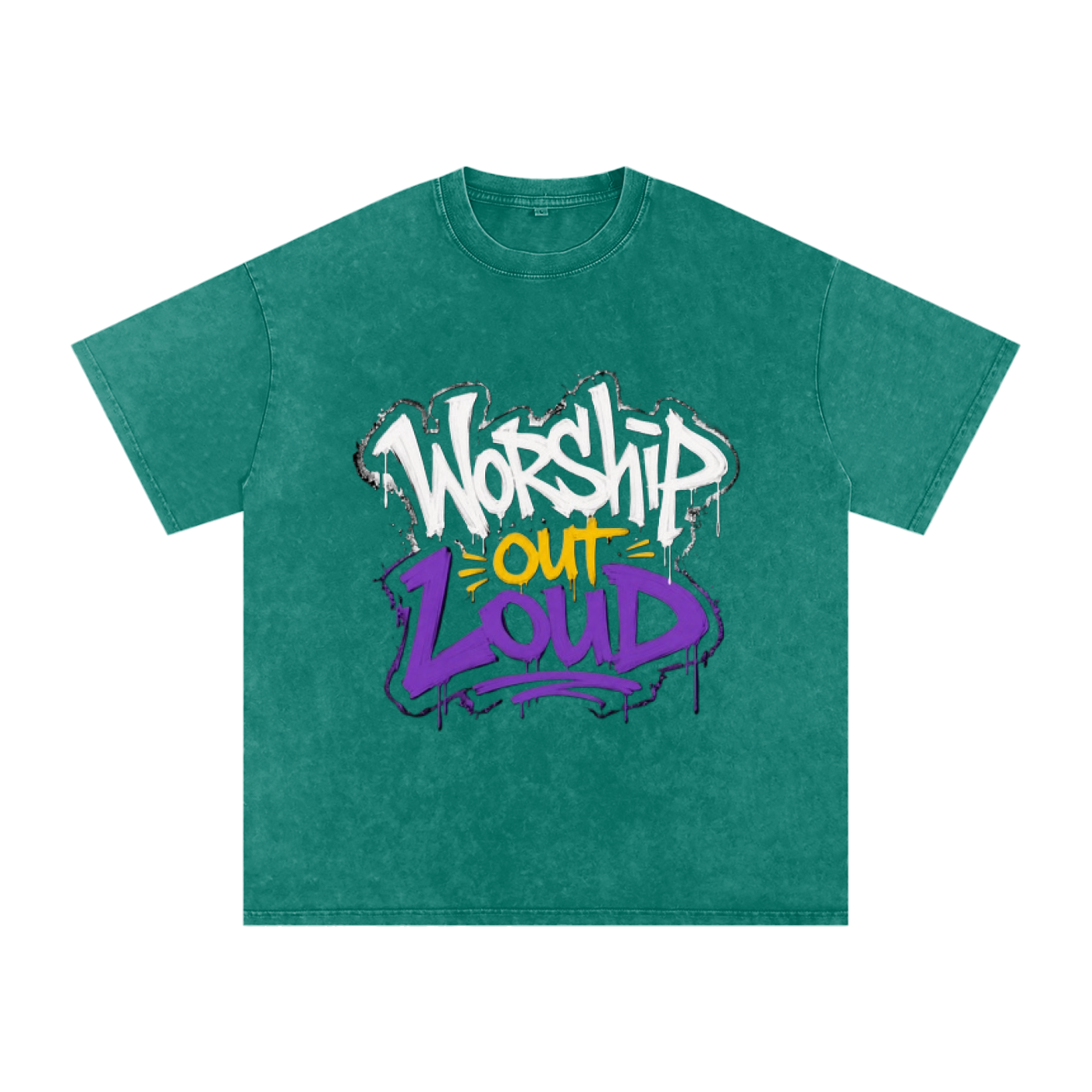 Worship Out Loud — Graffiti Snow Washed Oversized Tee