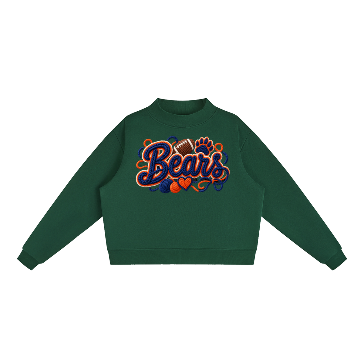 Bears Yarn-Write Mock-Neck Fleece Sweatshirt