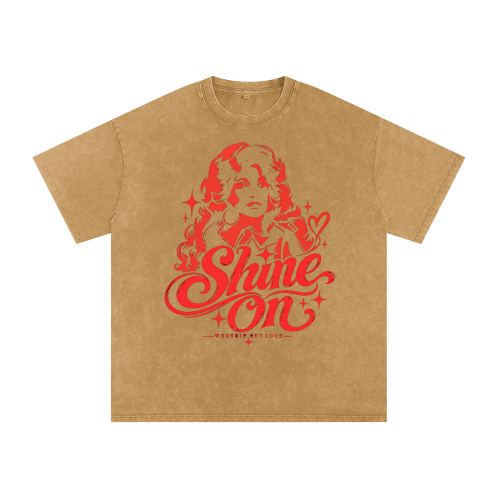 Dolly Parton Shine On Snow Washed Oversized Cotton T-Shirt