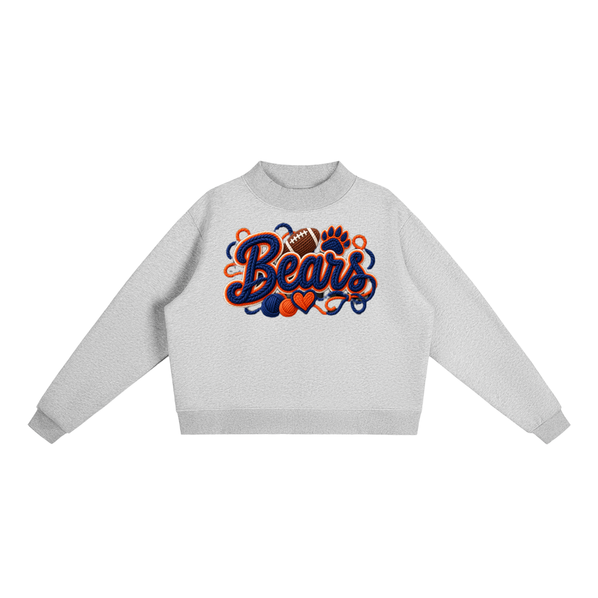 Bears Yarn-Write Mock-Neck Fleece Sweatshirt